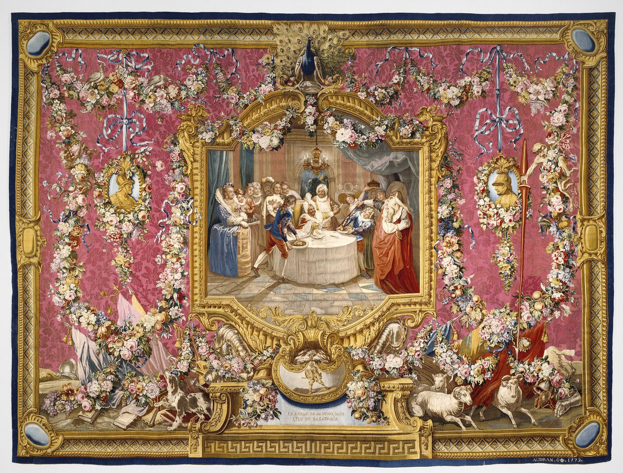 Sanchos måltid på ön Barataria, 1770-72 (silke och ull) av Charles Antoine Coypel