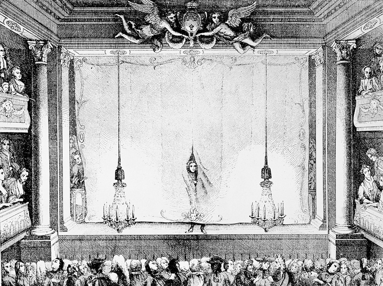Comedie Francaise under Molières tid (1622-73) i Palais Royal Auditorium av Charles Antoine Coypel