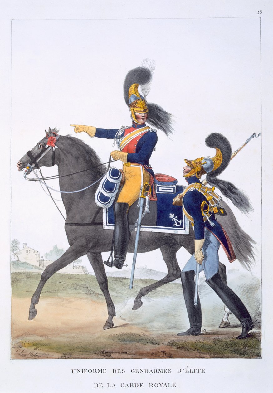 Uniform för elitgendarmen i det kungliga gardet, 1823 av Charles Aubry