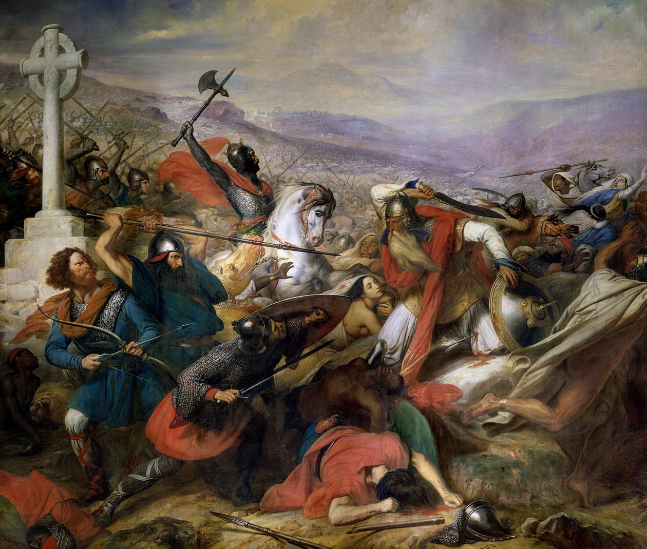 Slaget vid Poitiers, 25 oktober 732, som vanns av Karl Martel (688-741) 1837 av Carl von Steuben