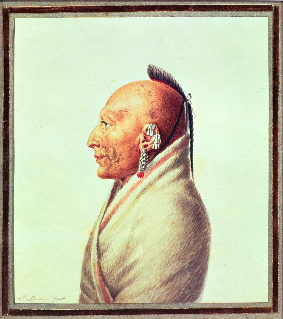 Indianhövding för Little Osages, ca 1807 av Charles Balthazar Julien Févret de Saint Mémin