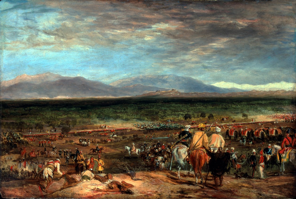 Mapigano ya Chilianwala, India, 13 Januari 1849, c.1849 swed av Charles Becher Young
