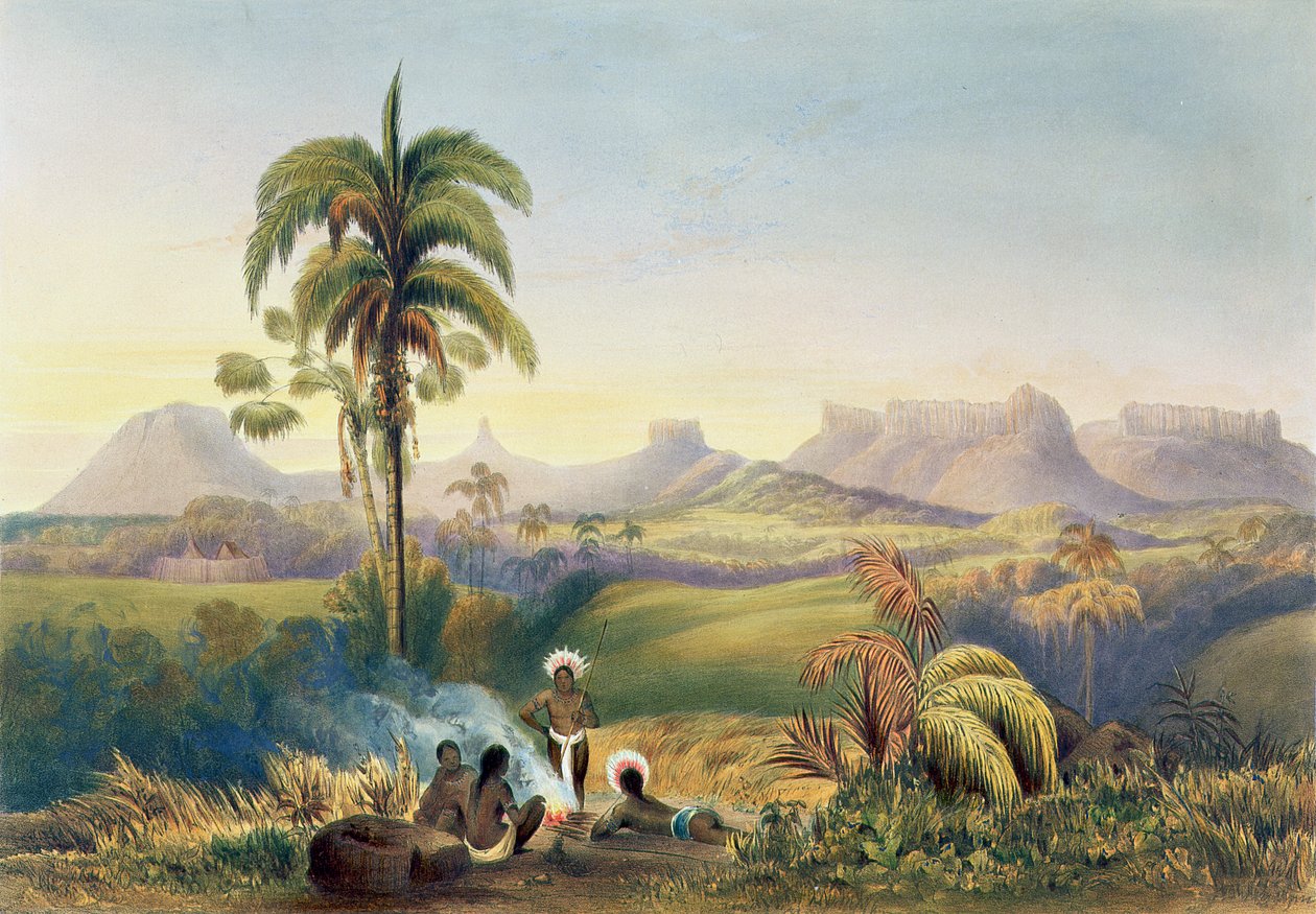 Roraima, en anmärkningsvärd rad av sandstensberg i Guyana, från "Views in the Interior of Guyana", graverad av George Barnard (fl.1832-90) pub. av Ackermann, 1840 av Charles Bentley