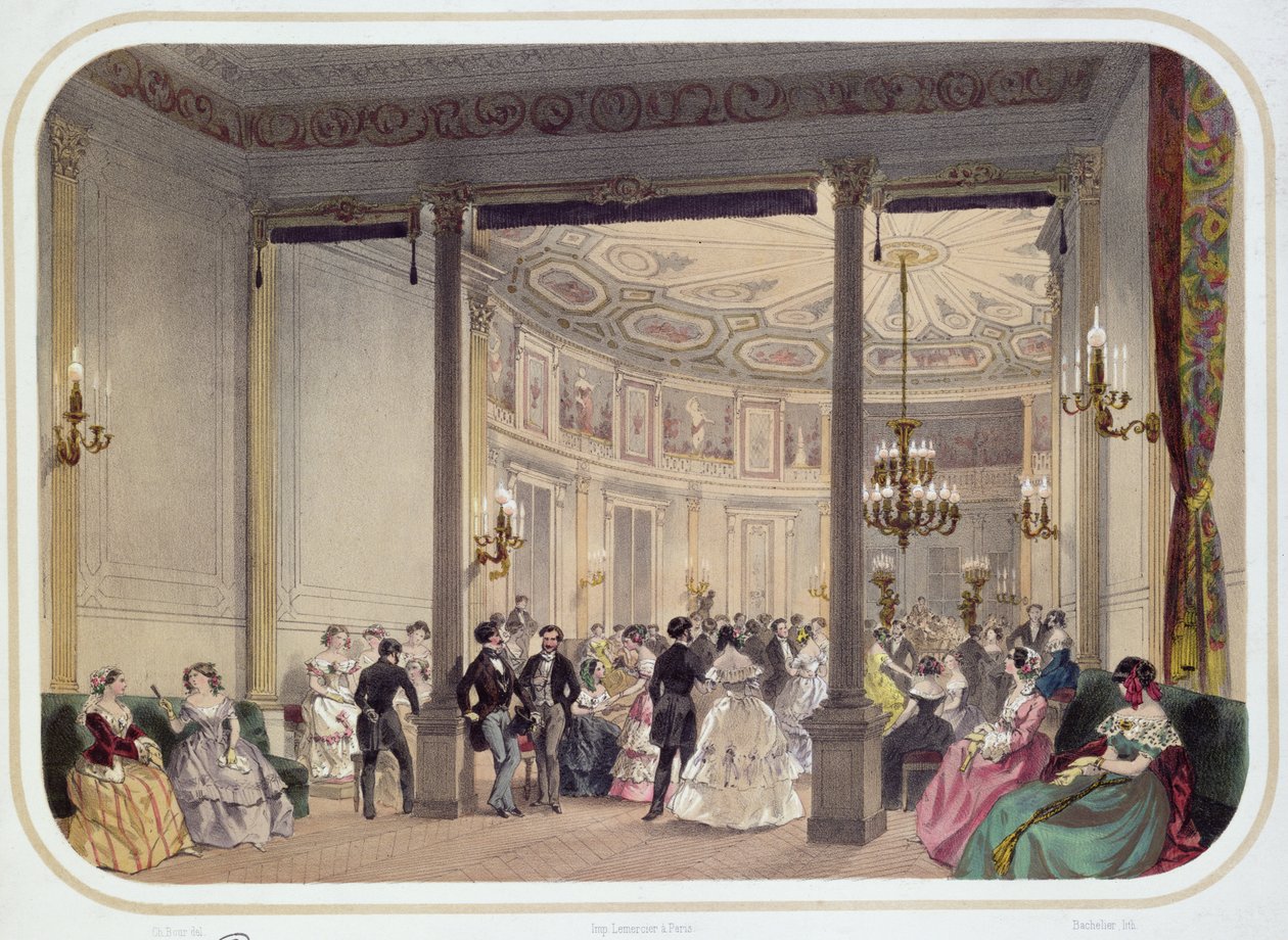 Salongen och Rotunda i Vichy, graverad av Bachelier, mitten av 1800-talet. av Charles Bour