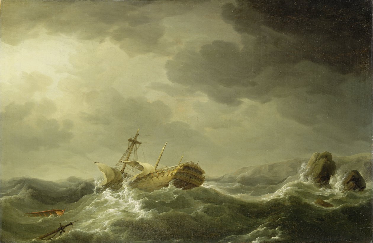 Skepp förliste på en stenig kust, ca 1747-50 av Charles Brooking