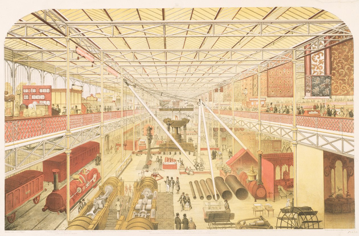 The British Machinery Department, Class 5 of the Great Industrial Exhibition of All Nations, 1851, graverad av konstnären, publicerad av Ackermann und Co. 1851. av Charles Burton