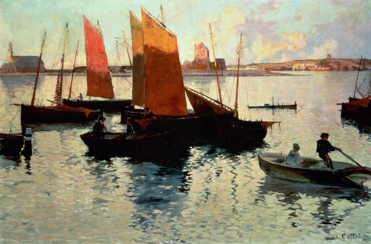 Kvällsljus vid hamnen i Camaret, 1892 av Charles Cottet