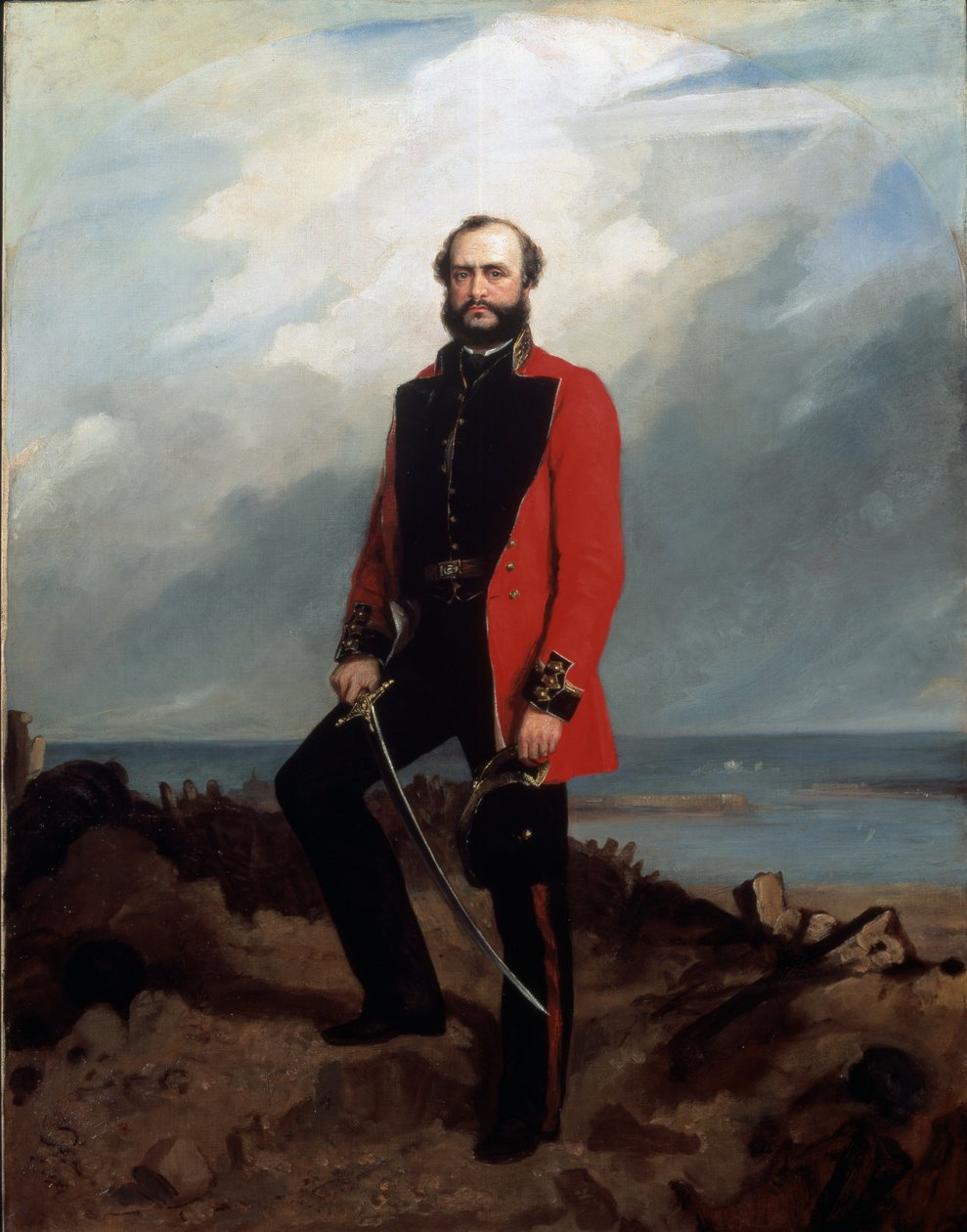 Generalmajor Charles Ashe Windham (1810-70) Coldstream Guards, stående framför Redan, Sebastopol, 1855 av Charles Couzens