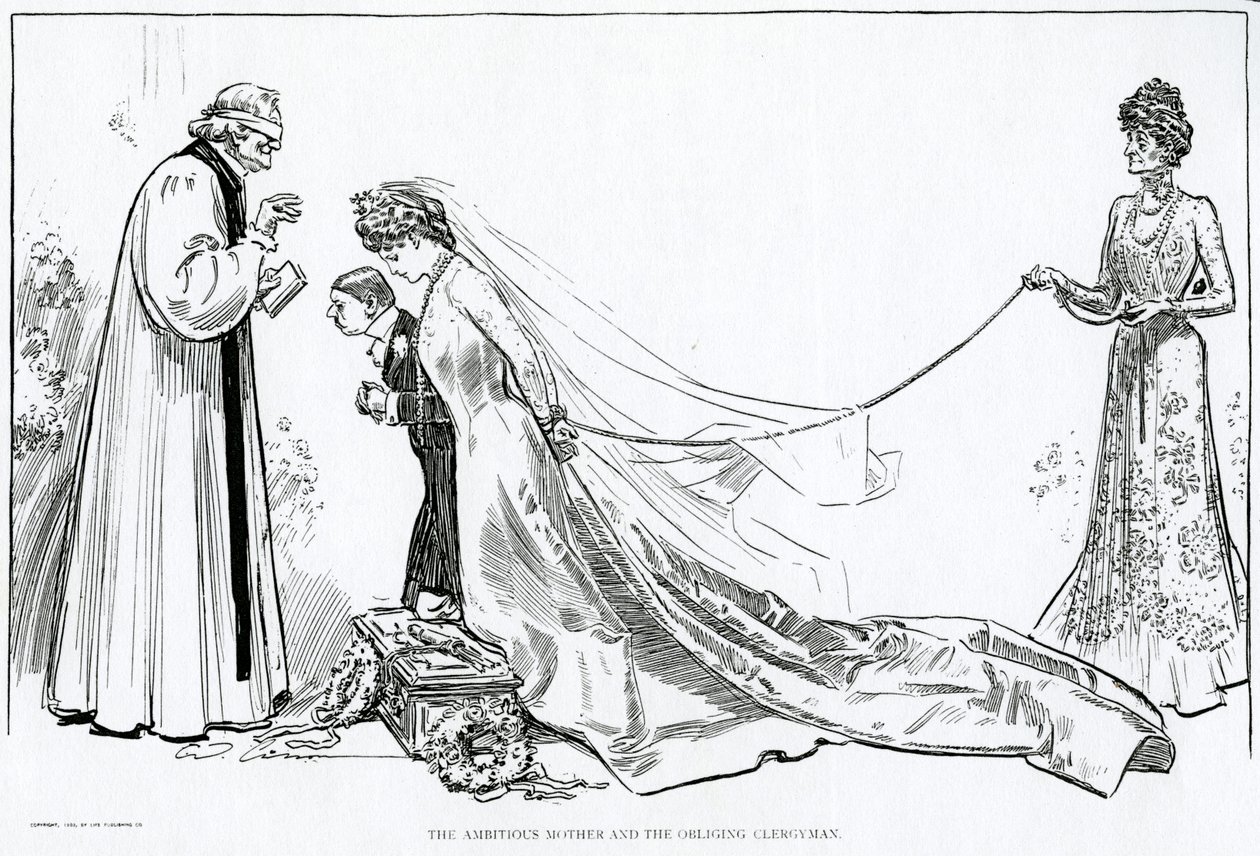 Den ambitiösa modern och den förpliktigade prästen, 1902 av Charles Dana Gibson