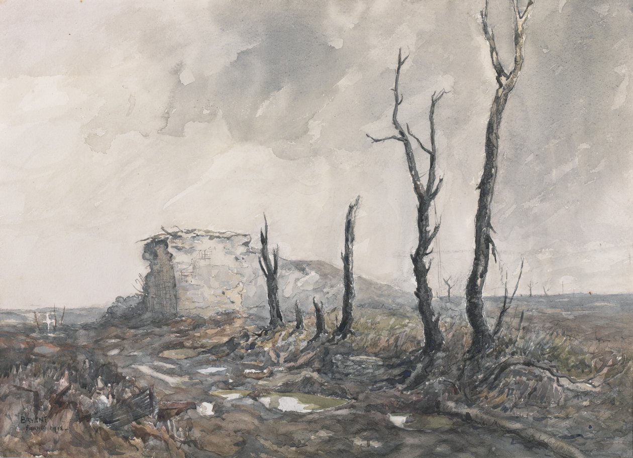 Gibralter, starkpunkt, Pozieres, 1918 (wc och träkol på papper) av Charles David Jones Bryant