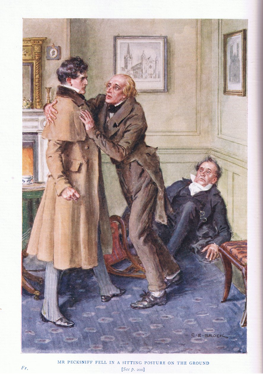 Mr Pecksniff föll i sittande ställning på marken av Charles Edmund Brock