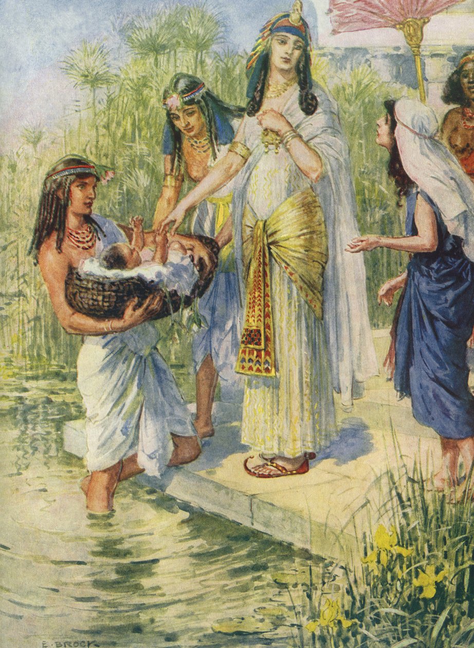 Faraos dotter hittar barnet Moses av Charles Edmund Brock