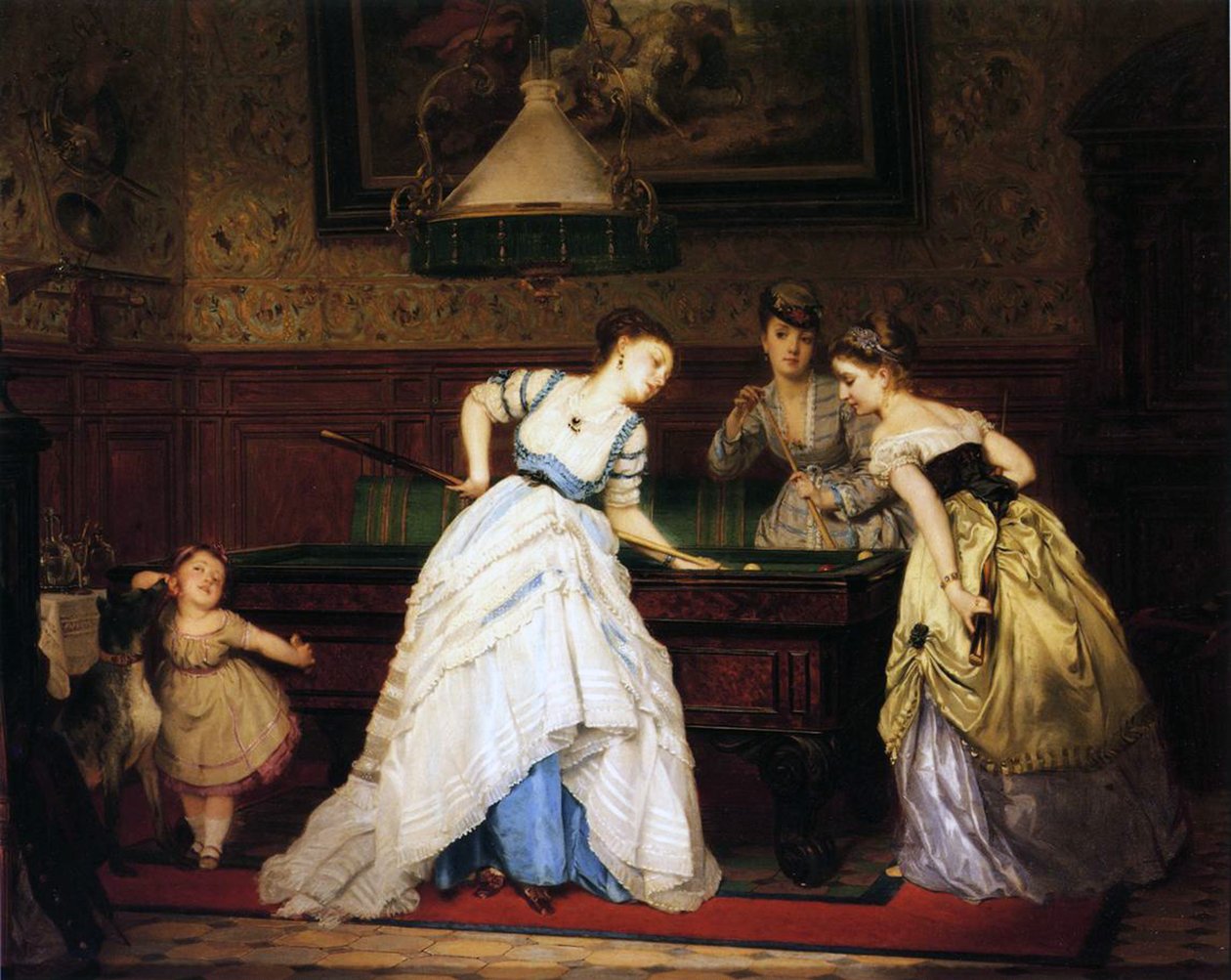 Damer som spelar biljard, 1869 av Charles Edouard Boutibonne