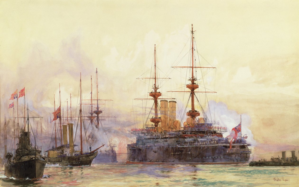 Prince George i Spithead. Drottning Victorias sjömans Requiem av Charles Edward Dixon