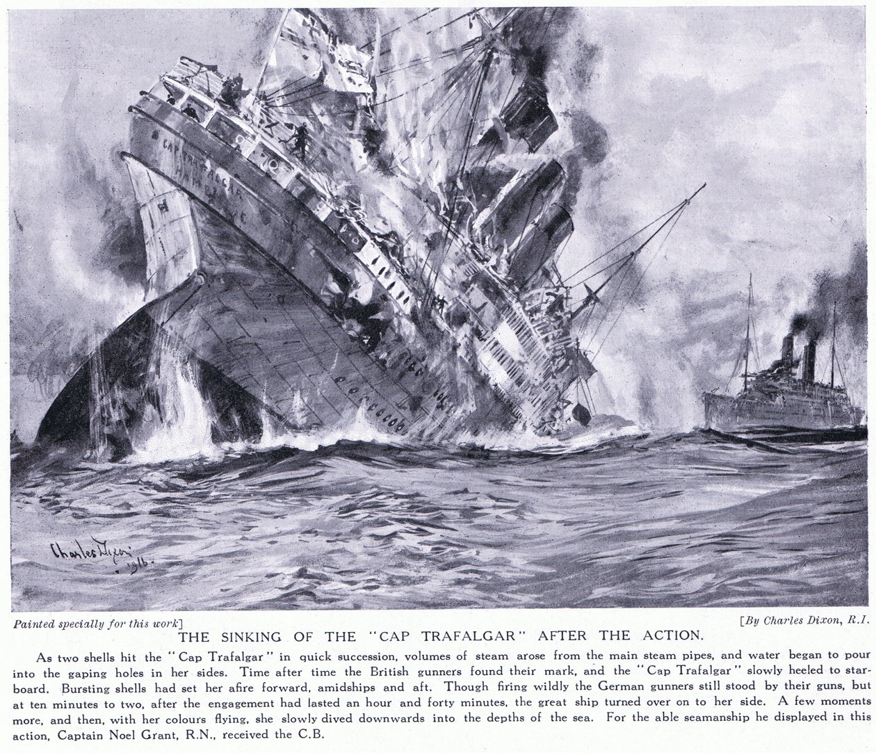 Sänkningen av Cap Trafalgar av Charles Edward Dixon