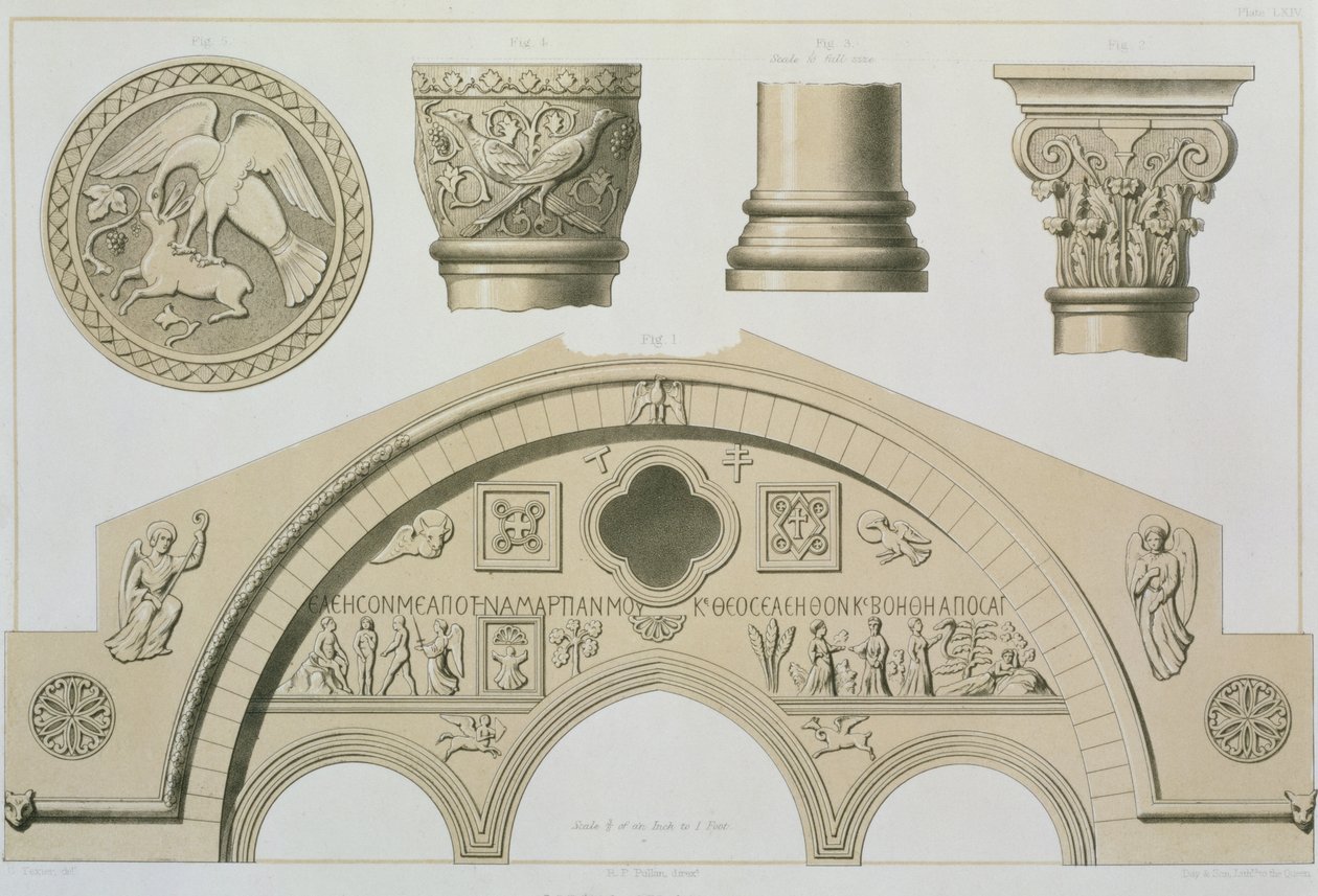 Detaljer om en skulpterad båge och kolonner från St. Sophia
