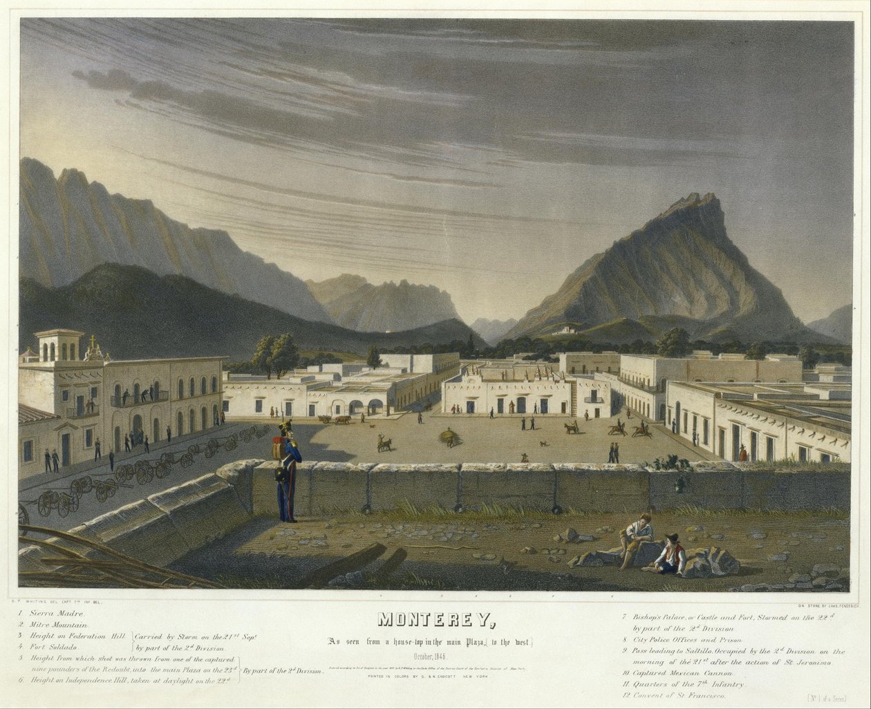 Monterey, sett från en hustopp på huvudtorget, (mot väst) oktober 1846 ... (nr 1 i en ser ... av Charles Fendrich