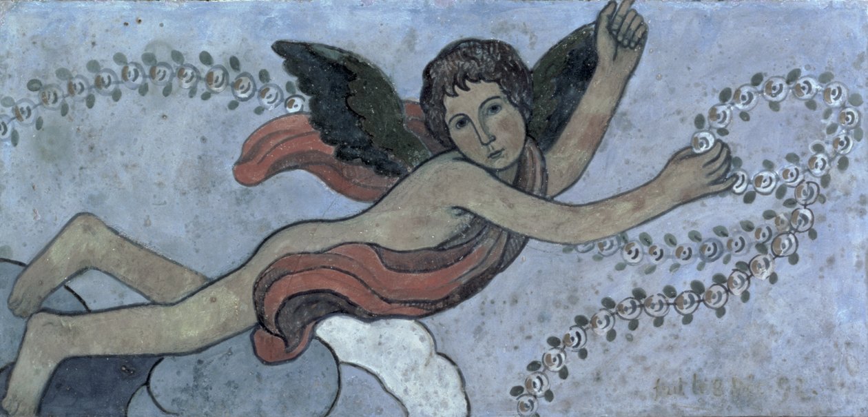 Skyddsängeln med krans, 1892 (gouache på gips) av Charles Filiger