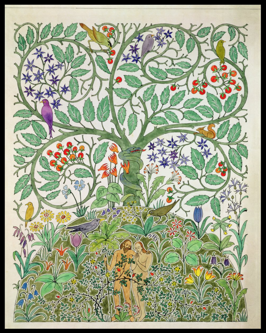 Design av "Adam och Eva av Charles Francis Annesley Voysey