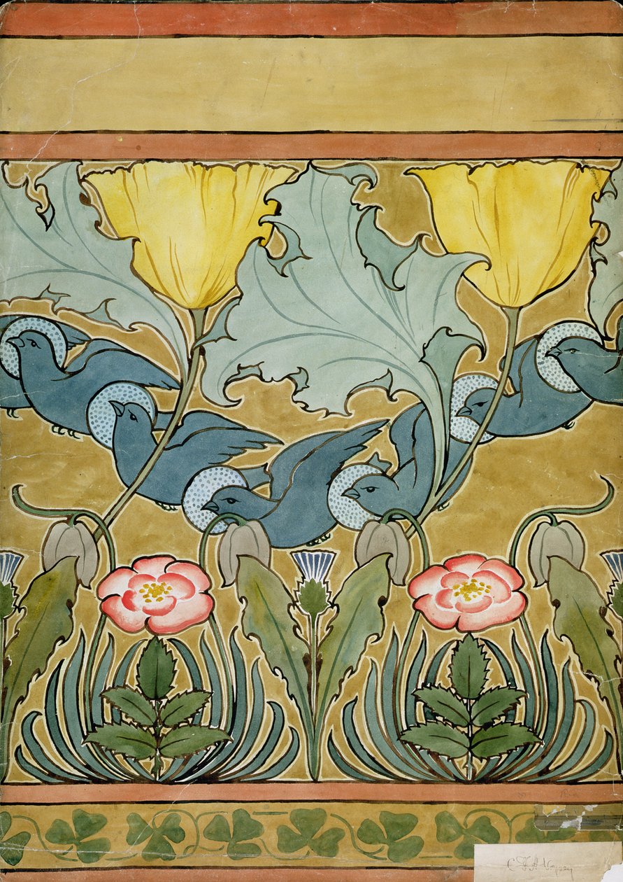 "Fåglar i flygning" design av Charles Francis Annesley Voysey
