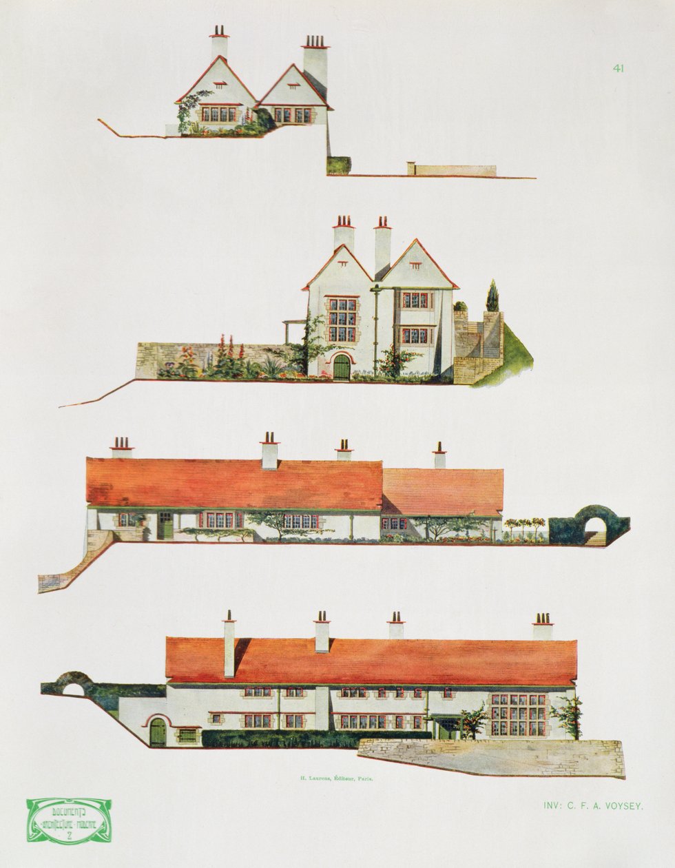 Design för ett litet hus på landet, tidigt 1900-tal av Charles Francis Annesley Voysey