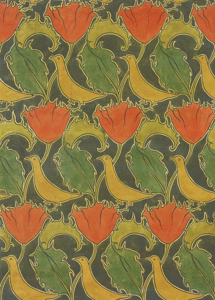 Voysey Birds, slutet av 1800-talet (wc och blyerts på papper) av Charles Francis Annesley Voysey