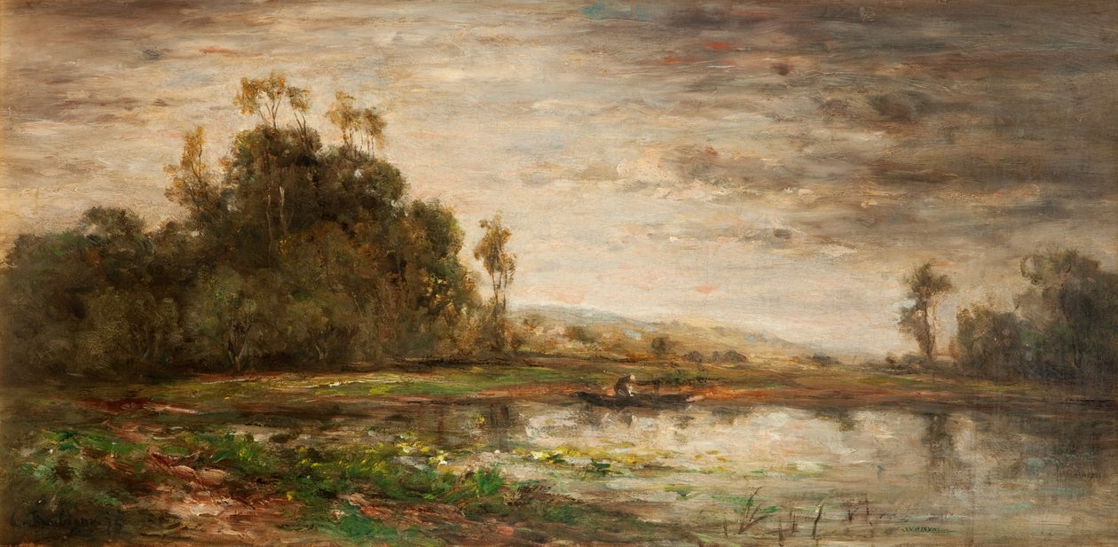 Flodscen i solnedgången, 1875 av Charles Francois Daubigny