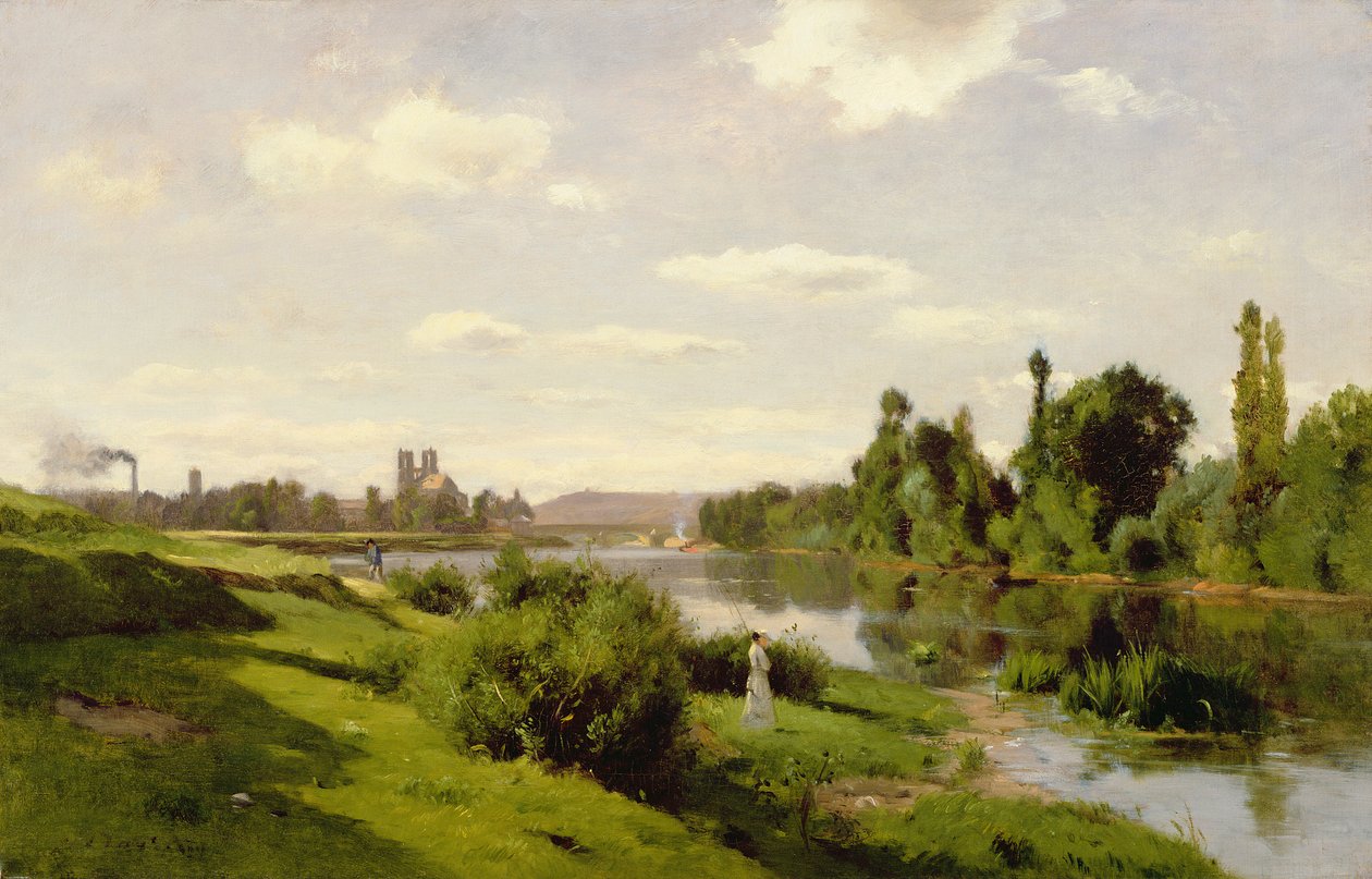 The River Seine at Mantes, ca 1856 (olja på vaxfodrad duk) av Charles Francois Daubigny