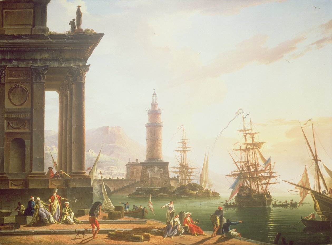 En hamnscen i Medelhavet, 1752 av Charles Francois Lacroix de Marseille