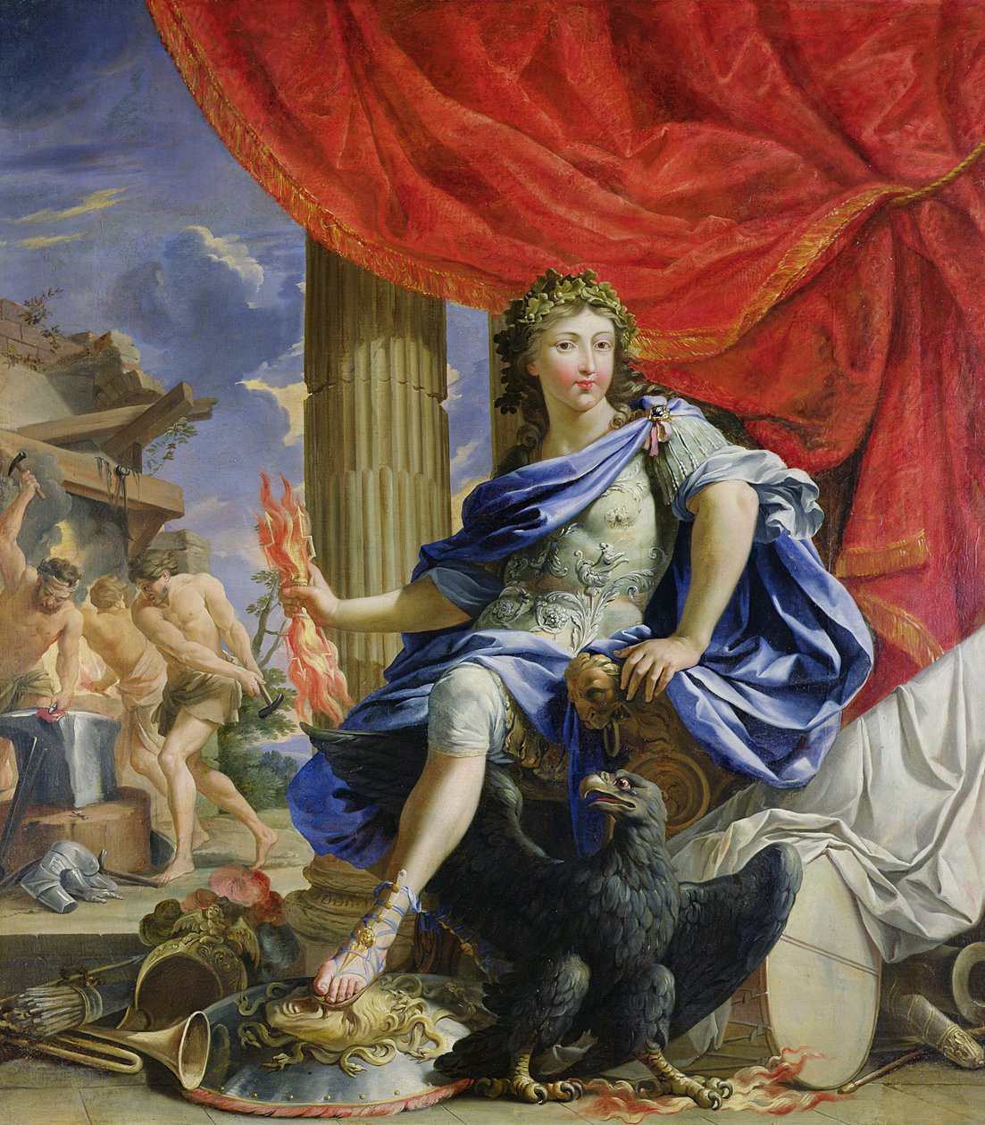Ludvig XIV (1638-1715) som Jupiter som erövrar Fronde, 1648-67 av Charles Francois Poerson