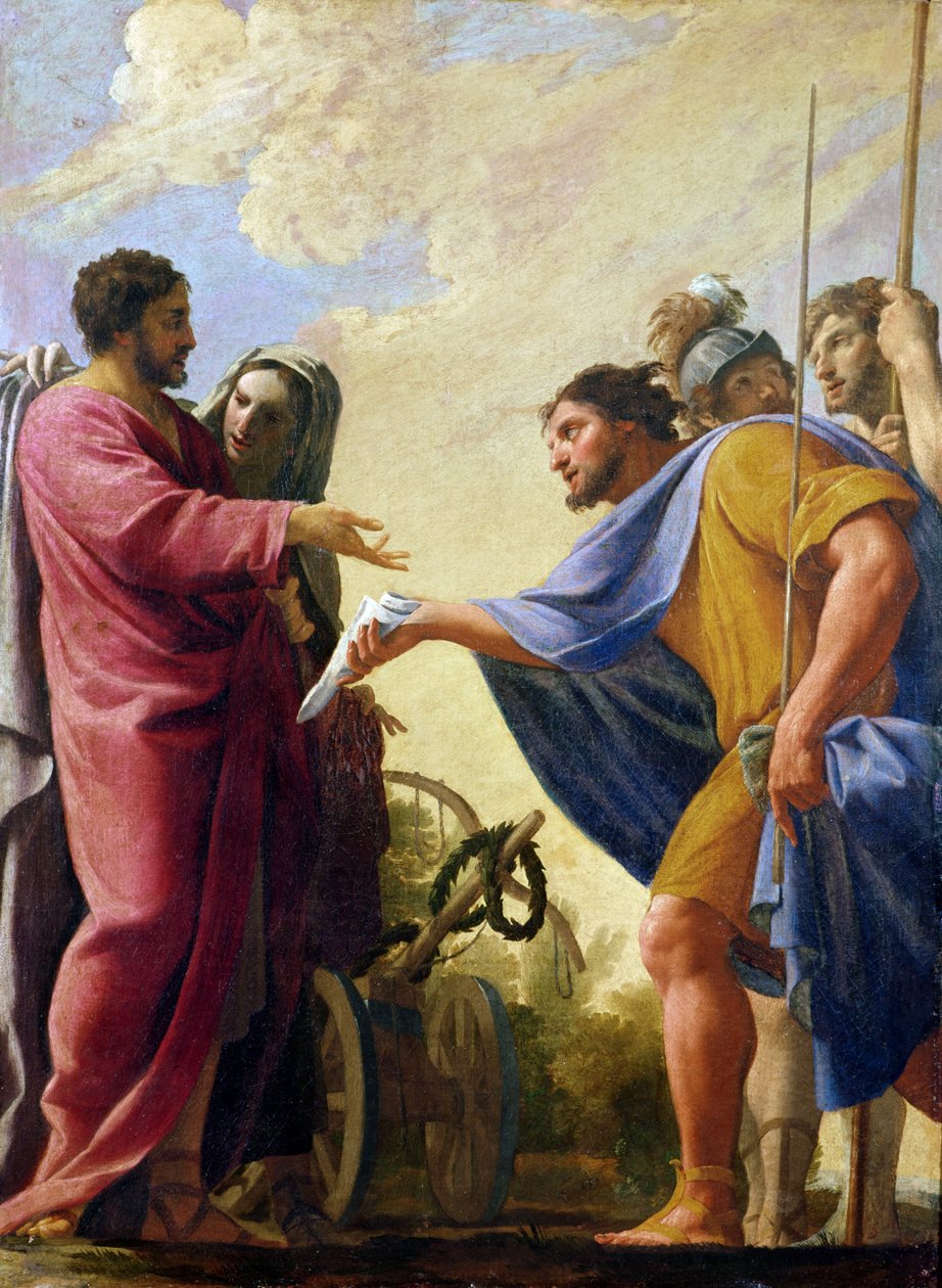 Scen ur Cincinnatus liv. Cincinnatus återvänder till sin plog dekorerad med en lagerkrans, 1799 av Charles Francois Poerson
