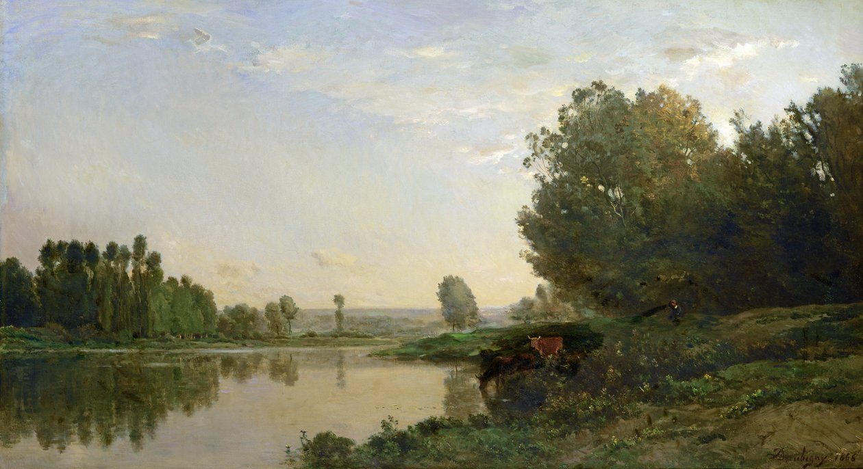 The Banks of the Oise, Morgon, 1866 av Charles Francois Daubigny
