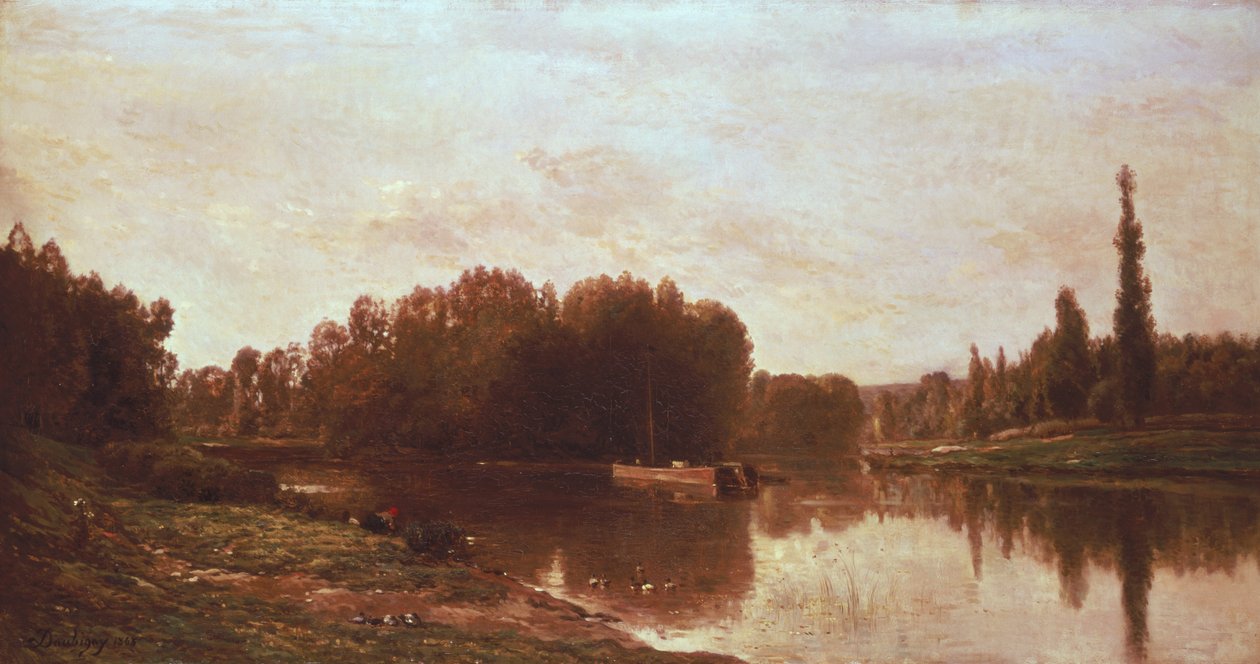 Sammanflödet av floden Seine och floden Oise av Charles Francois Daubigny