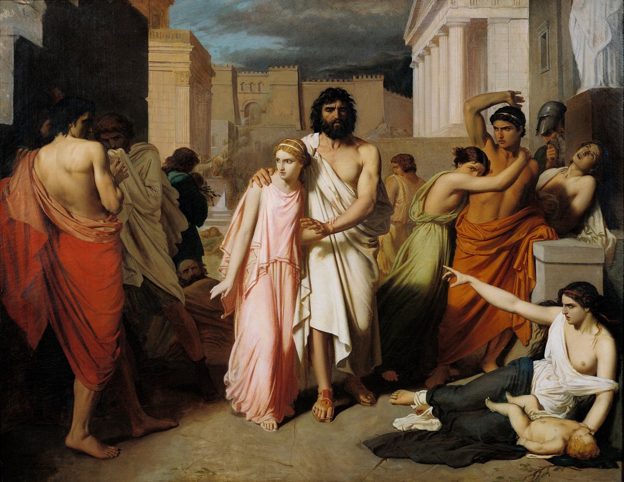 Oidipus och Antigone eller Thebes pest av Charles François Jalabert