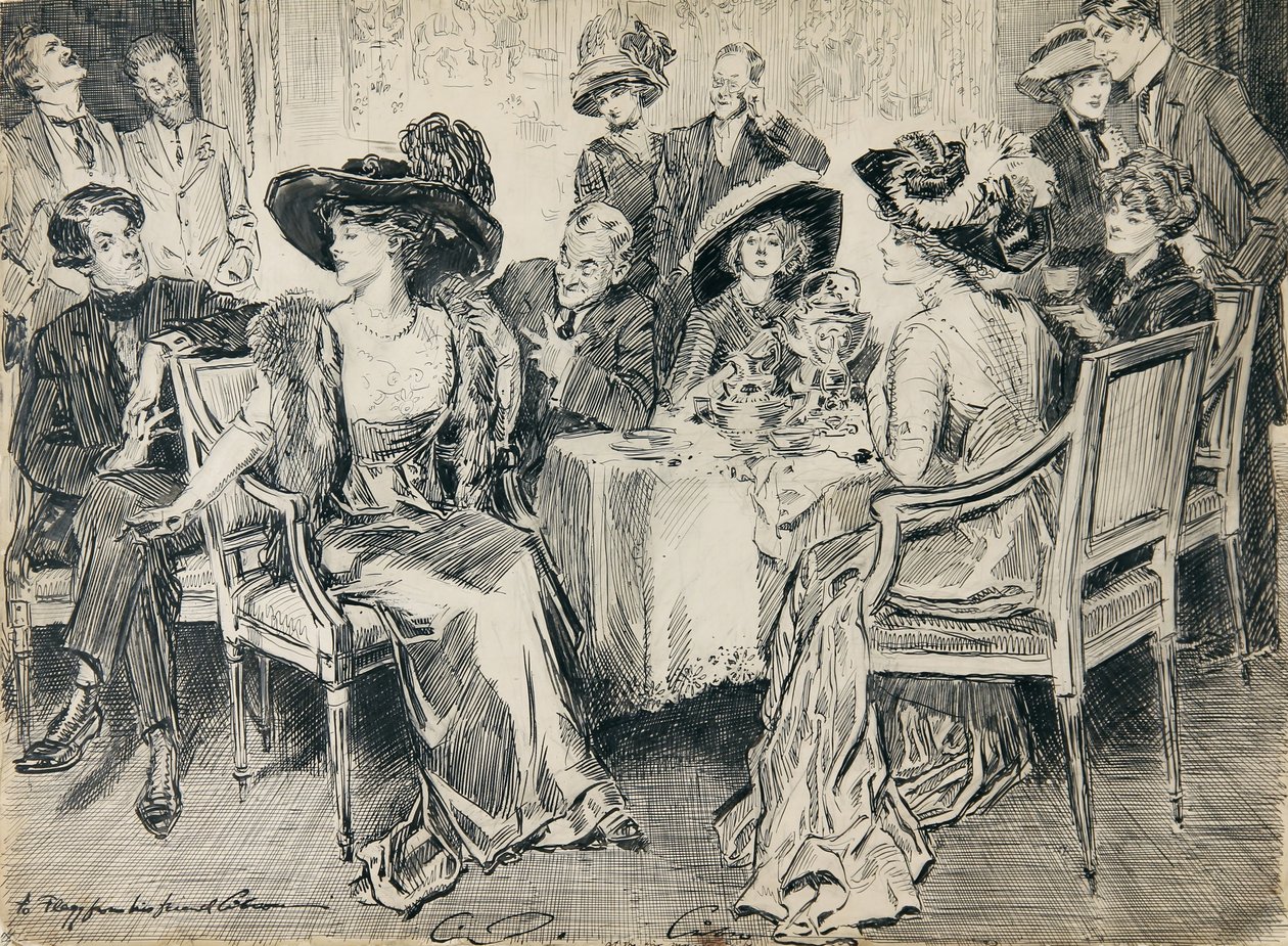 Hennes balans, hennes medvetslöshet, den vinnande enkelheten i hennes sätt märktes överallt av Charles Dana Gibson