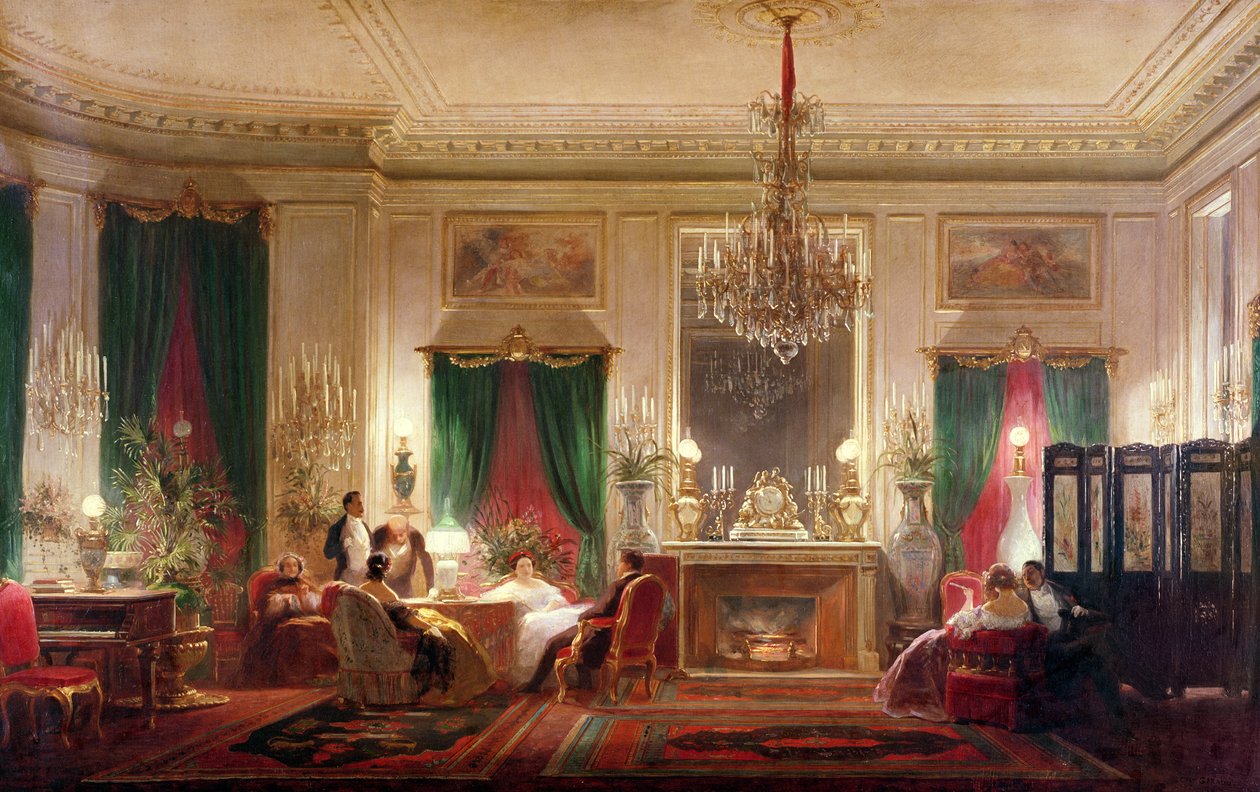 Salong av prinsessan Mathilde Bonaparte (1820-1904) Rue de Courcelles, Paris, 1859 av Charles Giraud