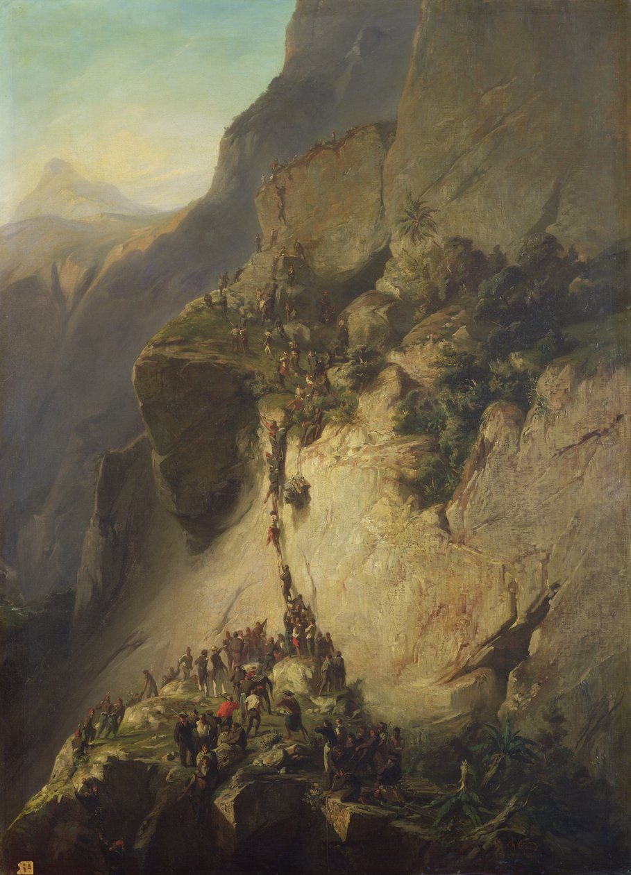 Intagningen av Fort Fautuhua, Tahiti, den 17 december 1846 av Charles Giraud