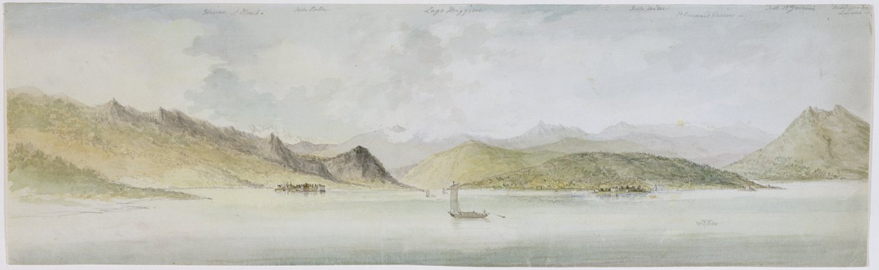 Lago Maggiore (wc, penna, bläck och grafit på papper) av Charles Gore