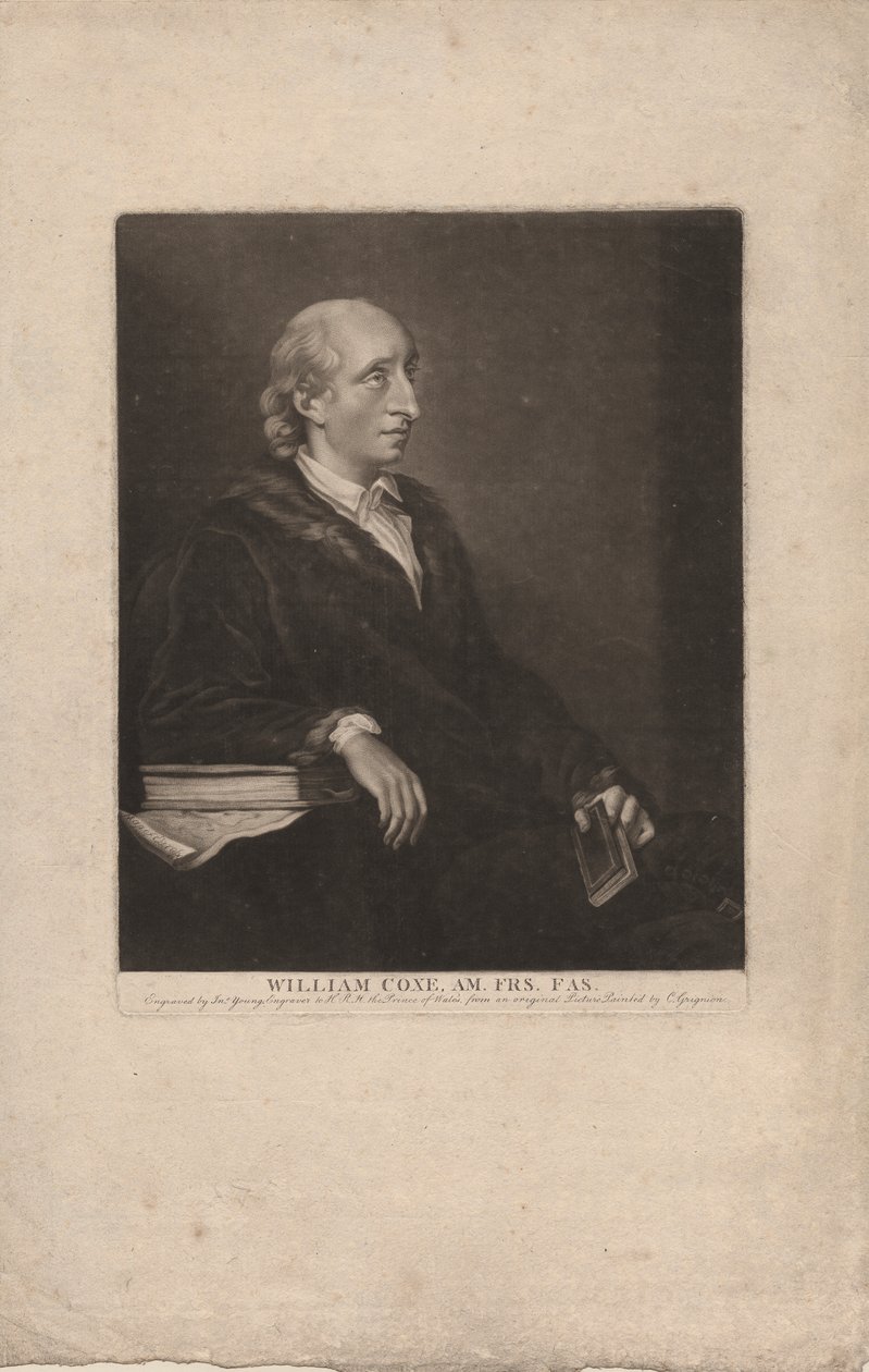William Coxe, graverad av John Young (1755-1825), ca 1785 (mezzotint) av Charles Grignion
