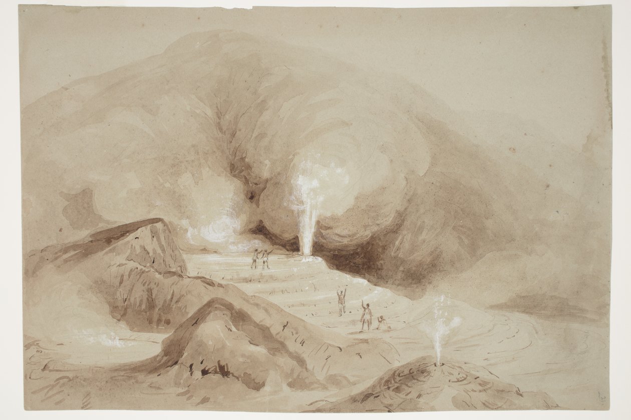Intermittent kokande källa nära Rotorua av Charles Heaphy