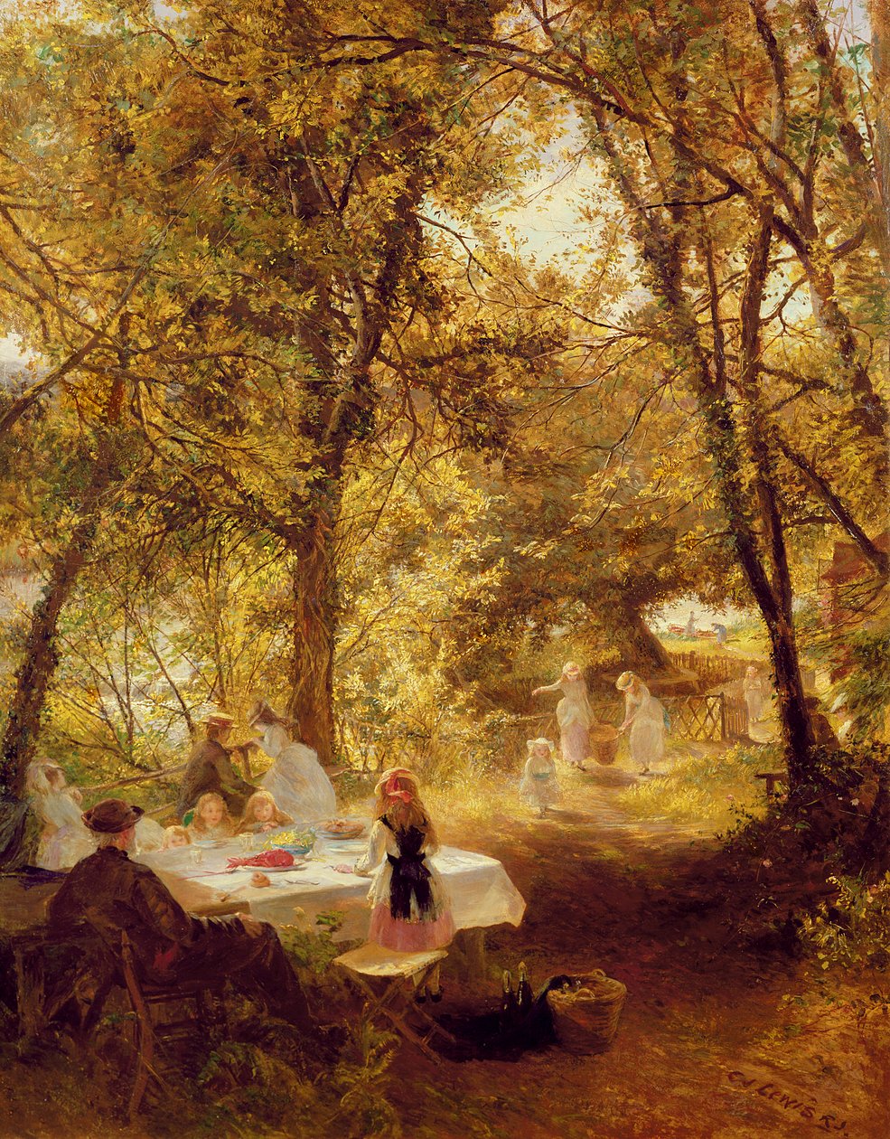 Vår picknick - New Lock, Berks. av Charles James Lewis