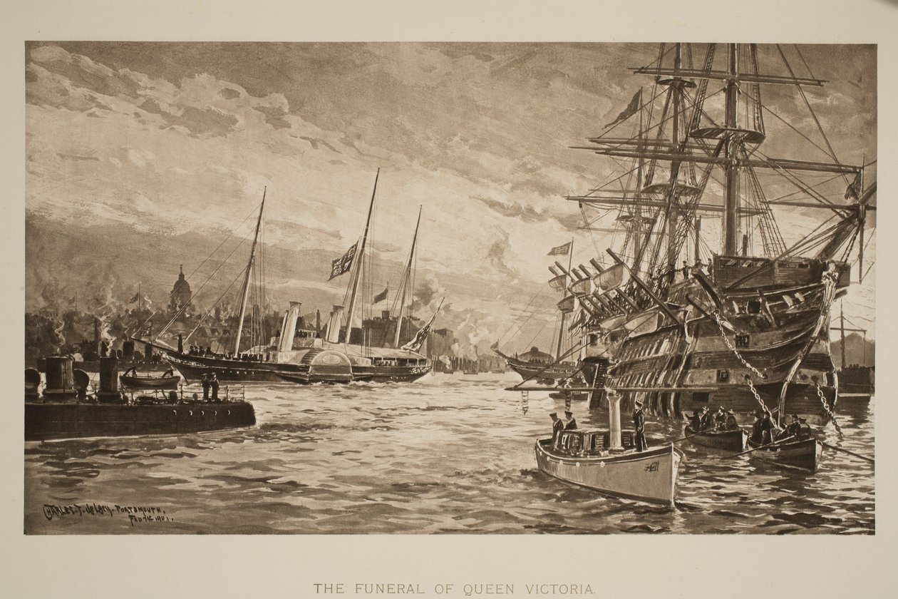 Drottning Victorias begravning, 1 februari, från "The Illustrated London News", 1901 av Charles John de Lacy