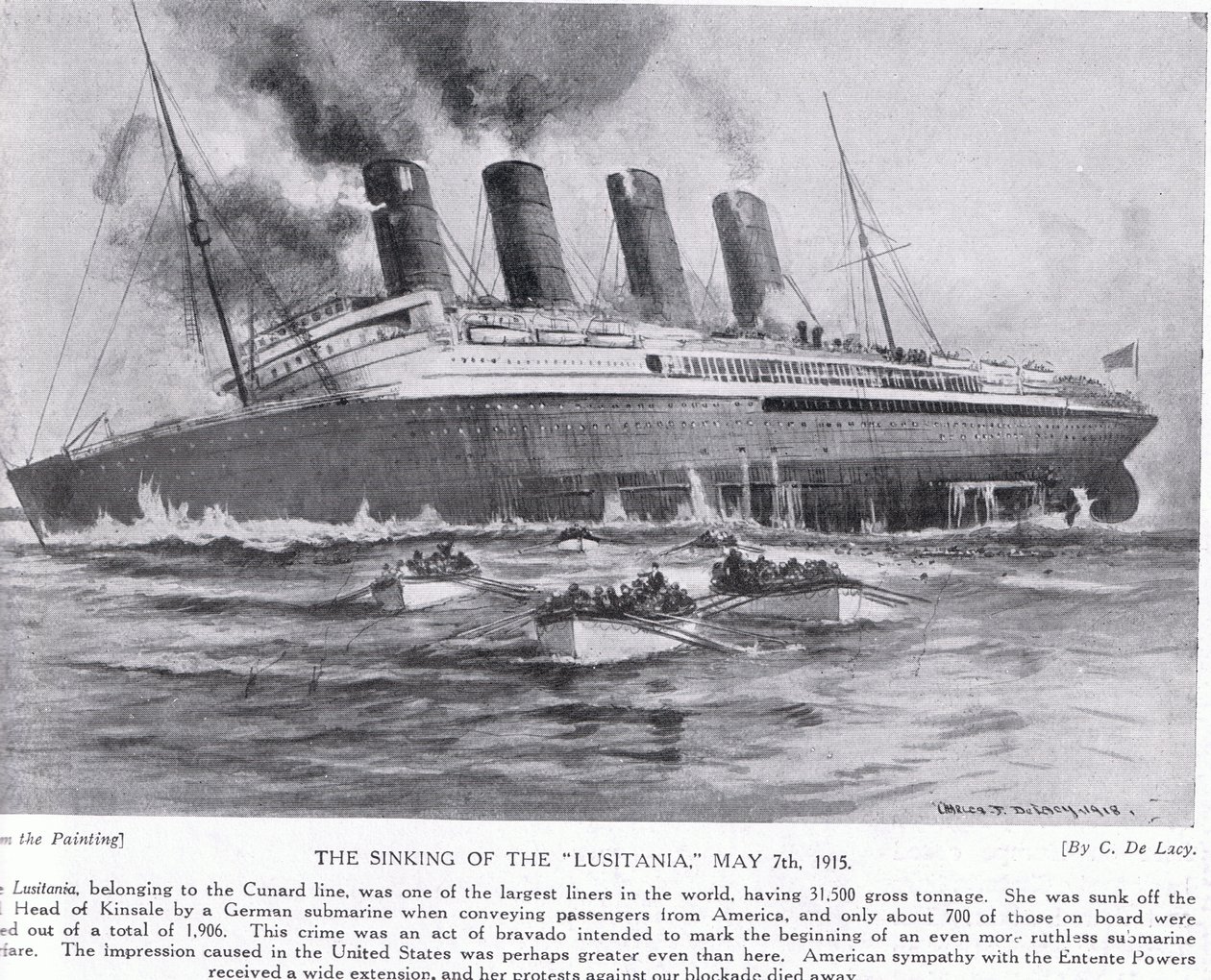 Lusitanias förlisning 7 maj 1915 av Charles John de Lacy