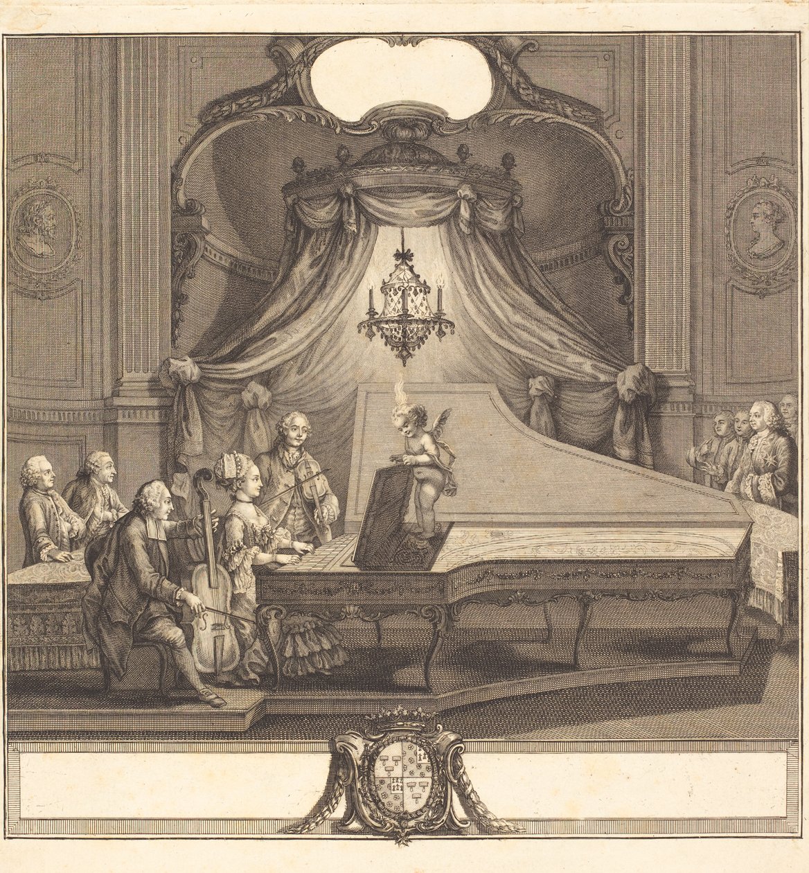 Le concert mecanique, gravyr av Joseph de Longueil, 1769 (etsning och gravyr) av Charles Joseph Dominique Eisen