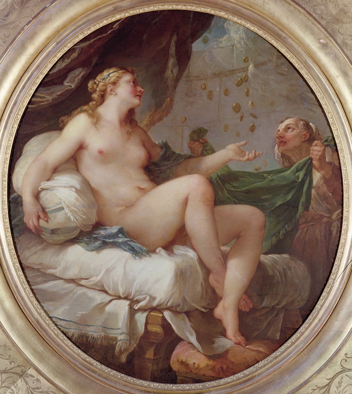 Danae tar emot duschen av guld, c.1735 av Charles Joseph Natoire
