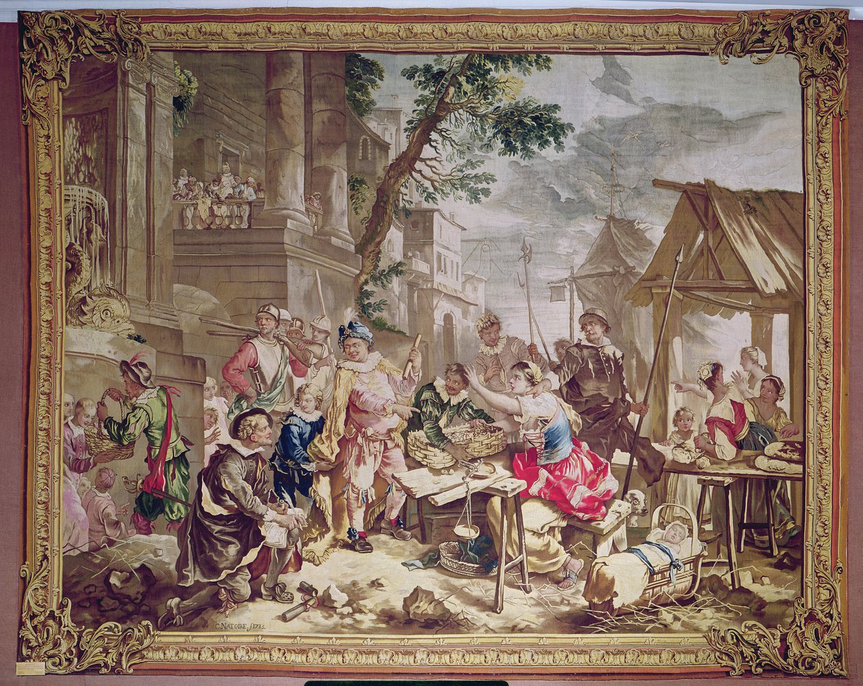 Sancho Panza och nötsäljaren, från berättelsen om Don Quixote, Beauvais verkstad, 1735 (gobeläng) av Charles Joseph Natoire