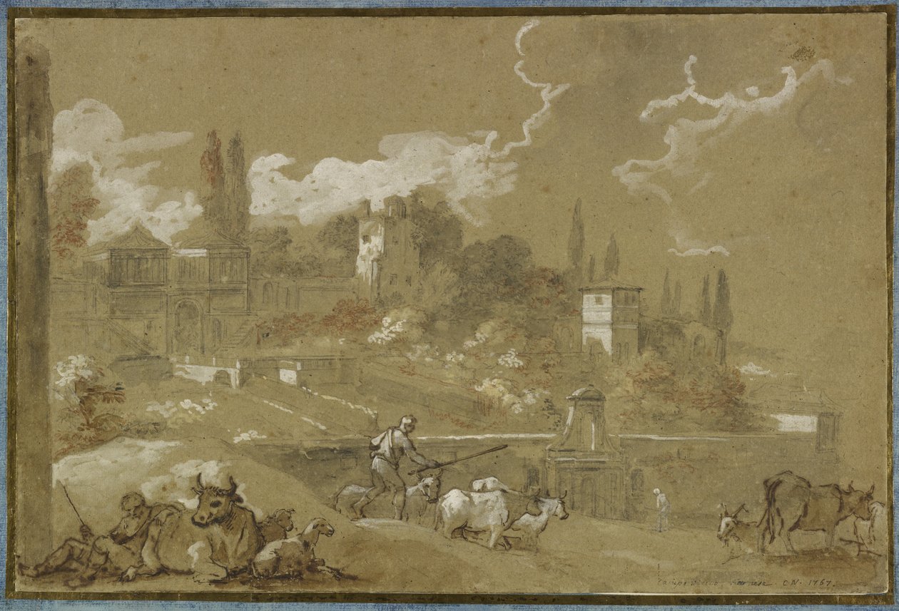 Vy över Campo Vacino, Rom, 1767 av Charles Joseph Natoire