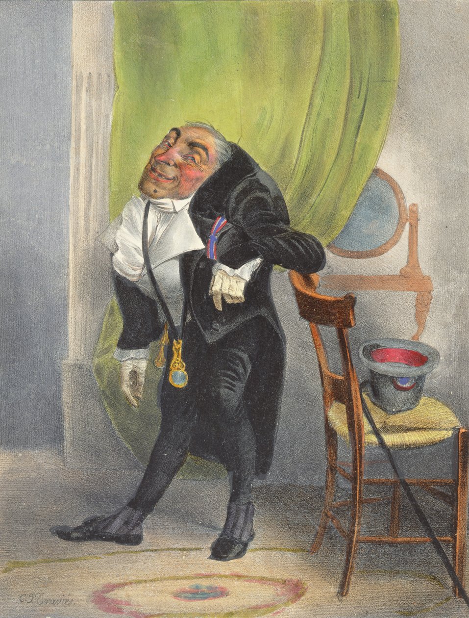 Charles Louis Philippe Henri Dieudonne Mayeux, född i Paris 7 Fructidor An 2, dekorerad med Lys och Croix de Juillet, medlem av Caveau Moderne och flera andra akademier av Charles Joseph Travies de Villiers