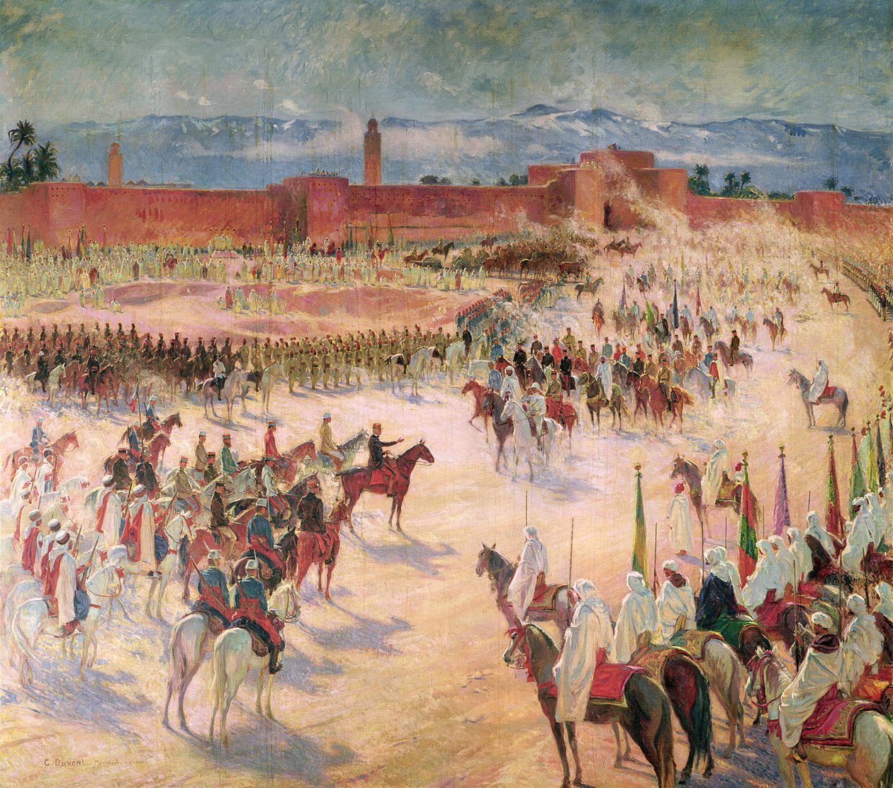 General Lyauteys (1854-1934) och General Mangins (1862-1925) inträde i Marrakech 1912, 1915 av Charles Jules Duvent