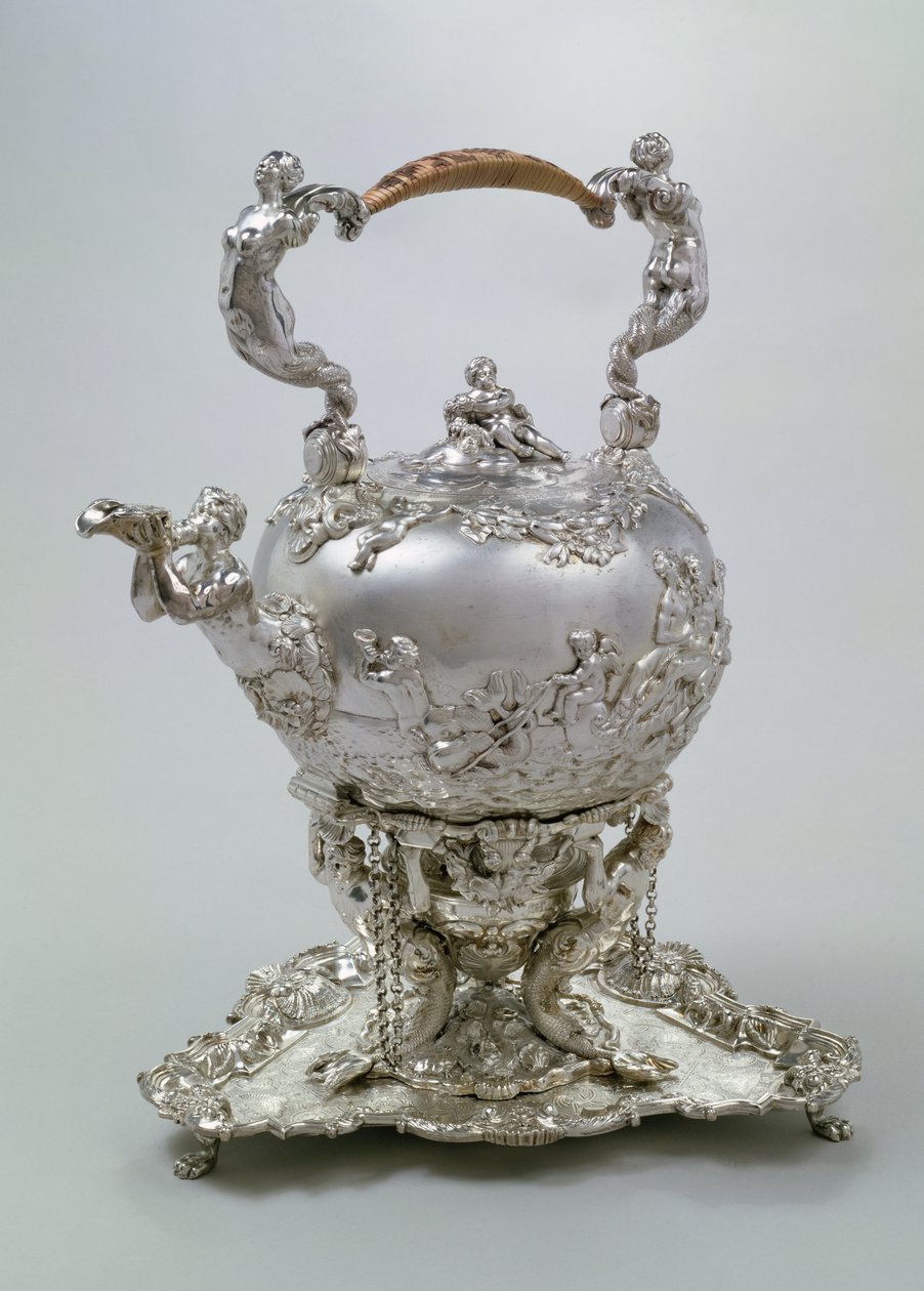 Vattenkokare och stativ av C.Kandler, London, 1730 (silver) av Charles Kandler